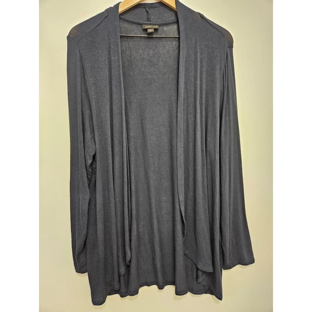 J. Jill Wearever‎ Navy Blue Open Front Cardigan Sweater XL Petite Rayon Lycra